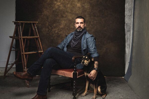 Self portrait of Matt Stagliano and a dog