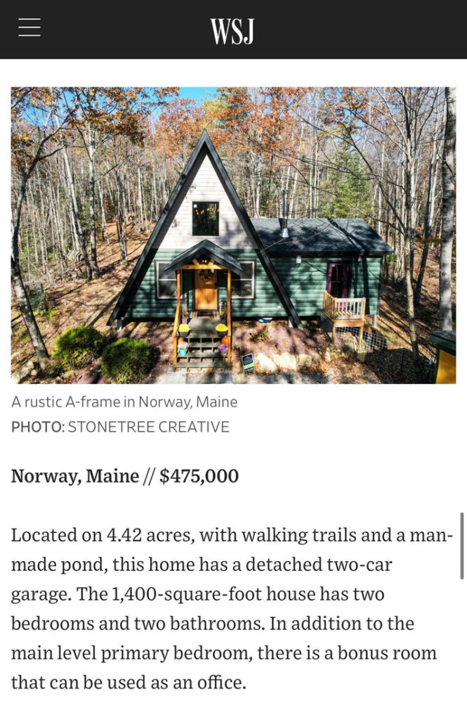 wall street journal article on iconic a-frame homes
